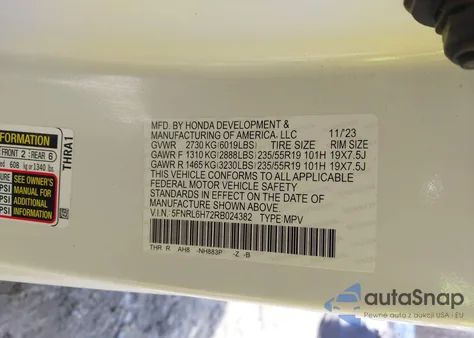 2024 Honda Odyssey Sport из США, поврежденный, VIN 5FNRL6H72RB024382